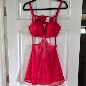Elegant Red Lace Babydoll Lingerie